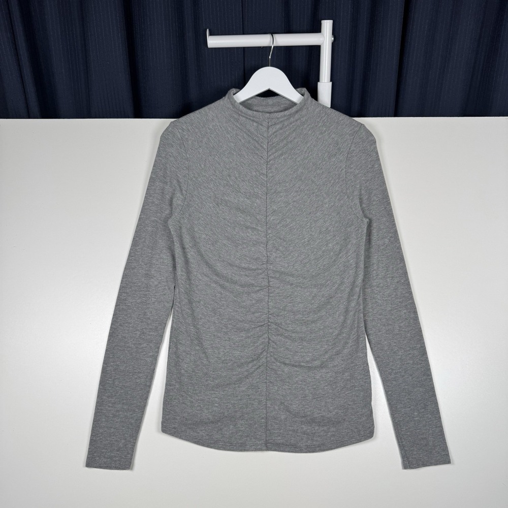 VERONICA BEARD Theresa Ruched Turtleneck Top Sweater Gray - Women's Medium
